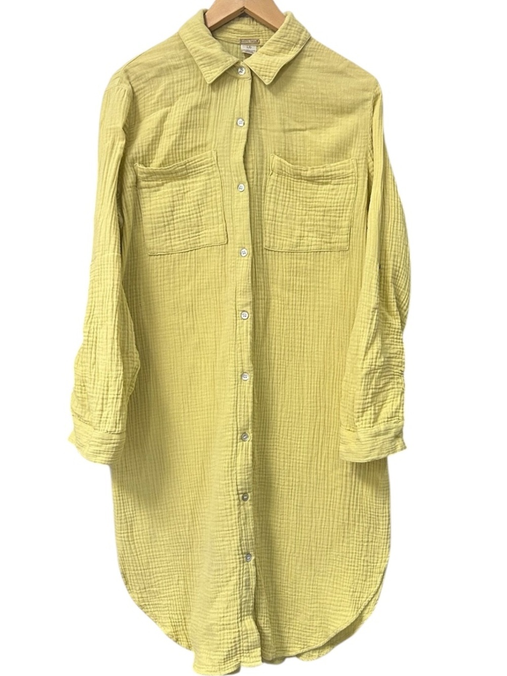 Magaschoni Cotton Gauze Shirt Dress Long Sleeves Organic Cotton Size Large - Picture 3 of 11